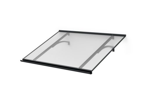 LanitPlast MELES, ALU bejárati tető antracit, szélesség 1600 x mélység 850 mm, kamrás polikarbonát 4,5 mm.