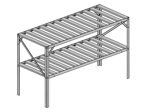 alumínium állvány LANITPLAST 130x50 cm 2 db polccal ezüst GSB2 LG2632