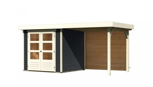fából készült kerti ház KARIBU ASKOLA 2 + egy menedéket 240 cm beleértve a hátsó falat is (38655) antracit LG3212