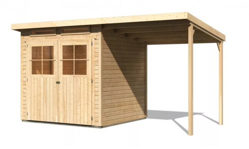 fából készült kerti ház KARIBU GLUCKSBURG 3 + egy menedéket 190 cm (83231) natur LG3493