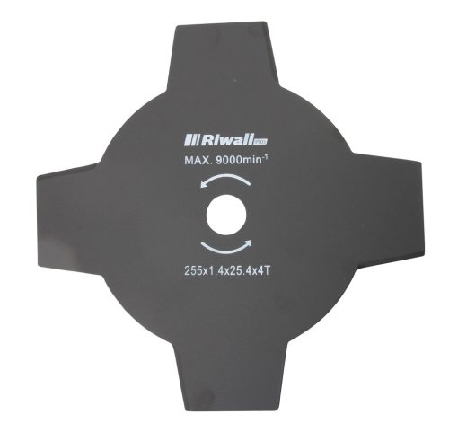 Riwall PRO Vágókés fűkaszához 4-ágú, 255mm,  belső furat 25,4 mm, vastagság 1,4 mm